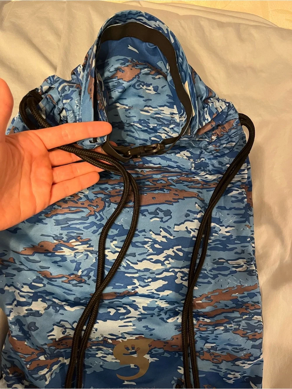 GeckoBrands Blue Camo Waterproof Drawstring Backpack 10L